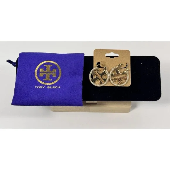 Tory Burch Hoop Logo Earrings - Picture 2 of 5